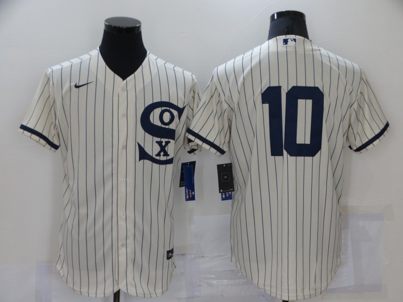 Personalized Men’s Chicago White Sox #10 Yoan Moncada 2021 Cream Navy Field of Dreams Flex Base Stitched Jersey