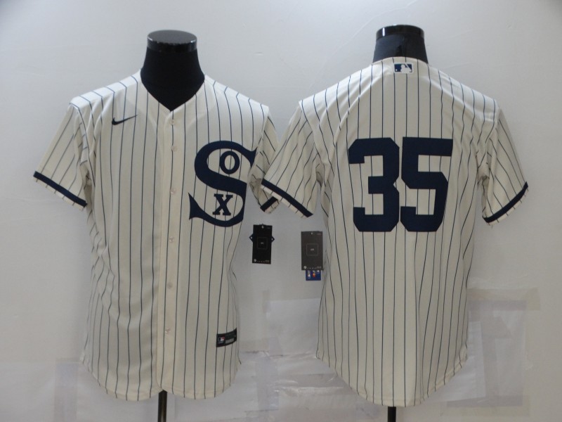 Personalized Men’s Chicago White Sox #35 Frank Thomas 2021 Cream Navy Field of Dreams Flex Base Stitched Jersey