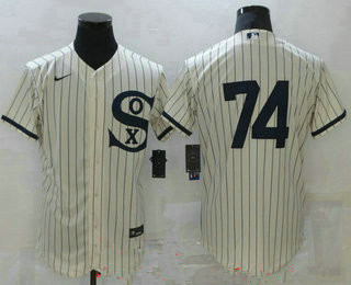 Personalized Men’s chicago white sox #74 eloy jimenez 2021 cream navy field of dreams flex base stitched Jerseys