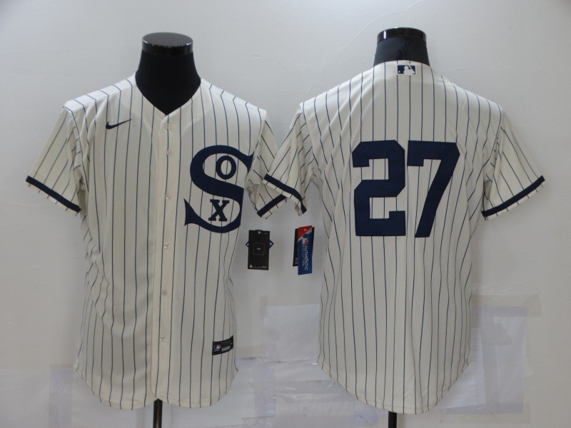 Personalized Men’s Chicago White Sox #27 Lucas Giolito 2021 Cream Navy Field of Dreams Flex Base Stitched Jersey