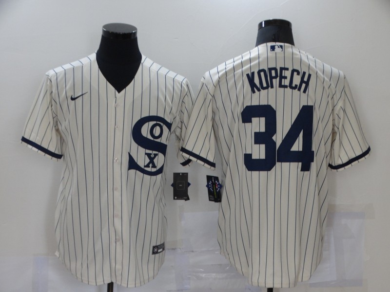 Personalized Men’s Chicago White Sox #34 Michael Kopech 2021 Cream Field of Dreams Name Cool Base Stitched Jersey