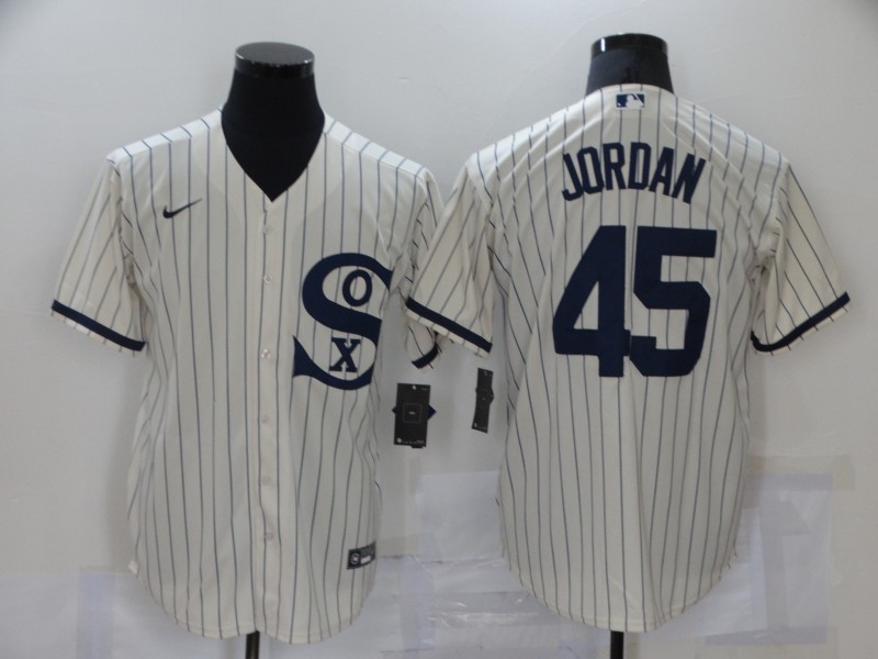 Personalized Men’s Chicago White Sox #45 Michael Jordan 2021 Cream Navy Field of Dreams Name Flex Base Stitched Jersey
