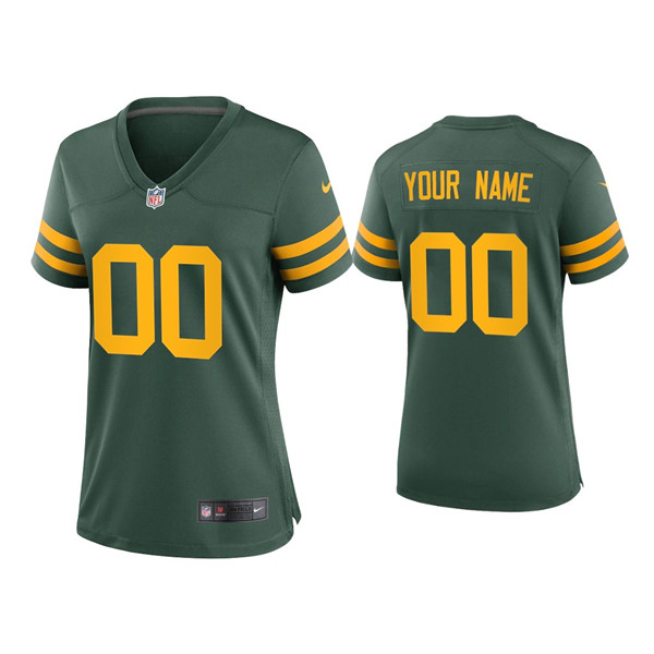 Personalized Custom Women Packers Alternate Game Green Jersey