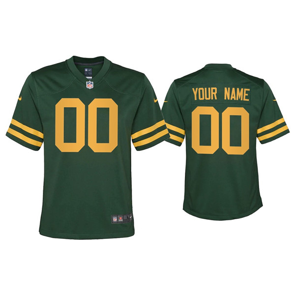 Personalized Custom Youth Packers Alternate Game Green Jersey