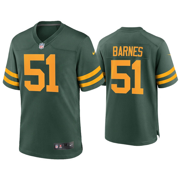 Personalized Men’s #51 Packers Krys Barnes Alternate Limited Green Jersey