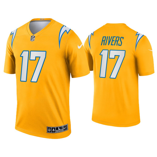 Personalized Men’s Chargers #17 Philip Rivers Inverted Legend Gold Jersey