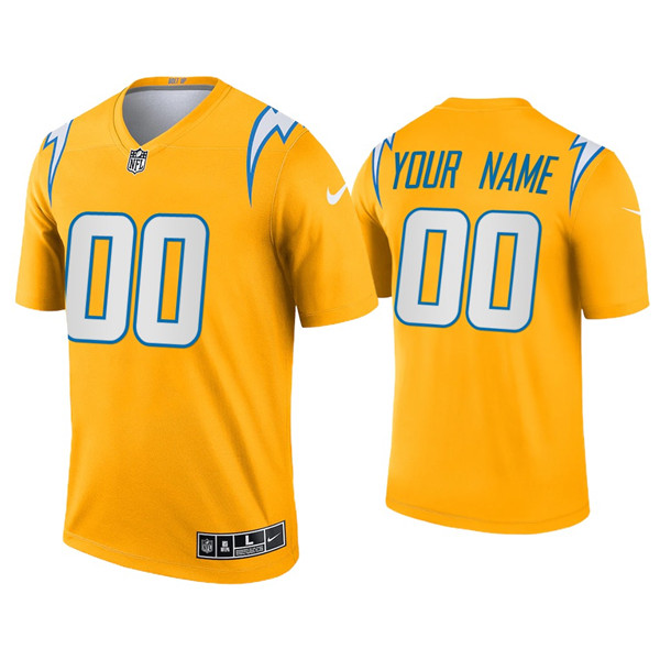 Personalized Custom Chargers Inverted Legend Gold Jersey