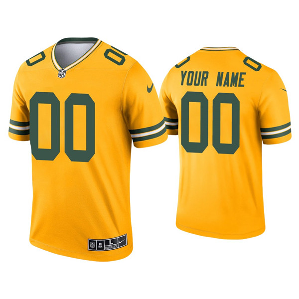 Personalized Custom Packers Inverted Legend Gold Jersey