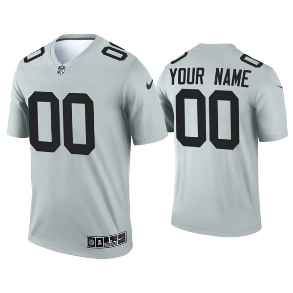 Personalized Custom Raiders Inverted Legend Silver Jersey