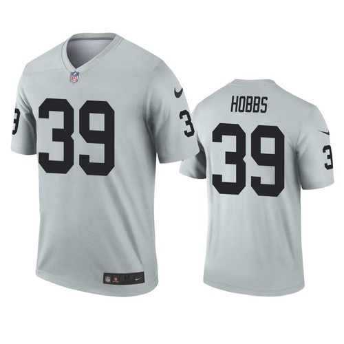 Personalized Men’s Las Vegas Raiders #39 Nate Hobbs Silver Inverted Legend Jersey