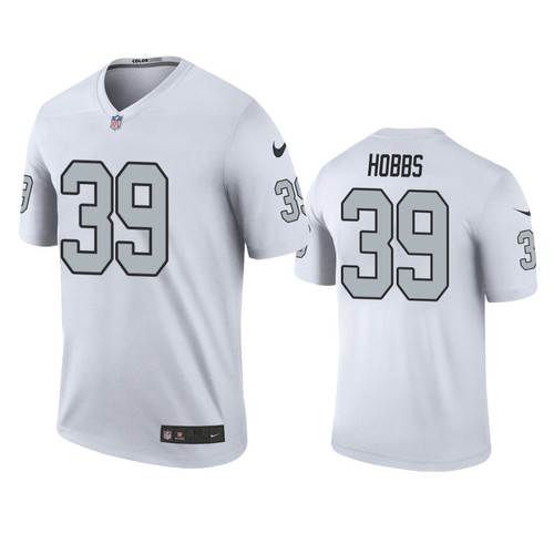 Personalized Men’s Las Vegas Raiders #39 Nate Hobbs White Color Rush Legend Jersey