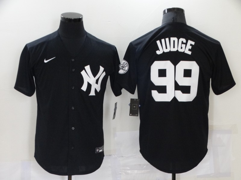 Personalized Men’s New York Yankees #99 Aaron Judge Black Stitched MLB Cool Base Throwback Jersey