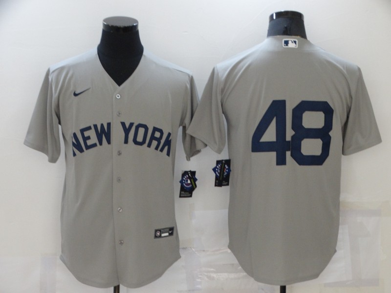 Personalized Men’s New York Yankees #48 Anthony Rizzo 2021 Grey Field of Dreams Cool Base Stitched Baseball Jersey