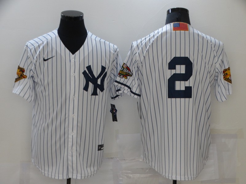 Personalized Men’s New York Yankees #2 Derek Jeter White 2001 Throwback Cooperstown Collection Stitched MLB Jersey