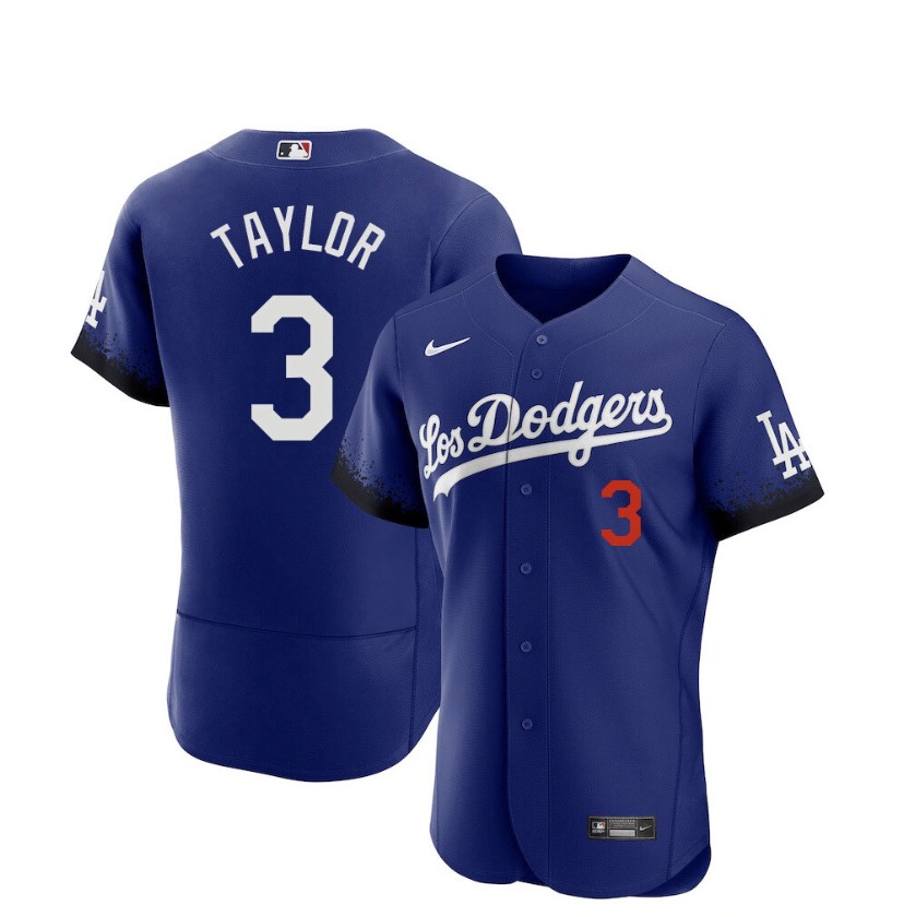 Personalized Men’s Los Angeles Dodgers #3 Chris Taylor Blue 2021 City Connect Flex Base Stitched Jersey