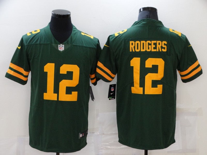 Personalized Men’s Green Bay Packers #12 Aaron Rodgers Green Yellow 2021 Untouchable Stitched NFL Limited Jersey