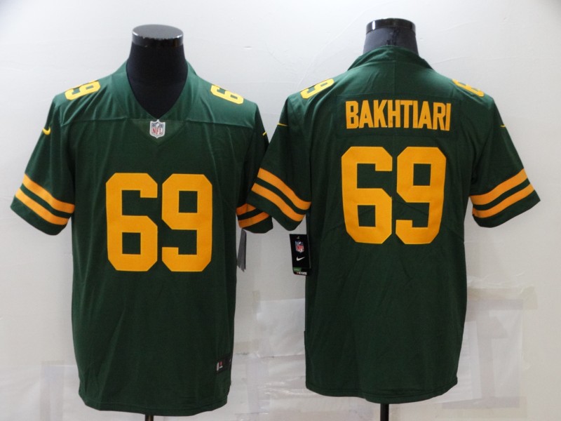 Personalized Men’s Green Bay Packers #69 David Bakhtiari Green Yellow 2021 Untouchable Stitched NFL Limited Jersey