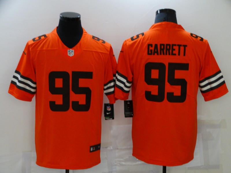 Personalized Men’s Cleveland Browns #95 Myles Garrett Orange 2021 Inverted Legend Stitched Limited Jersey