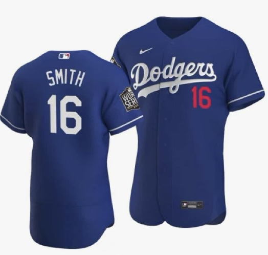 Personalized Men’s Los Angeles Dodgers #16 Will Smith Blue 2020 World Series Authentic Flex Jersey
