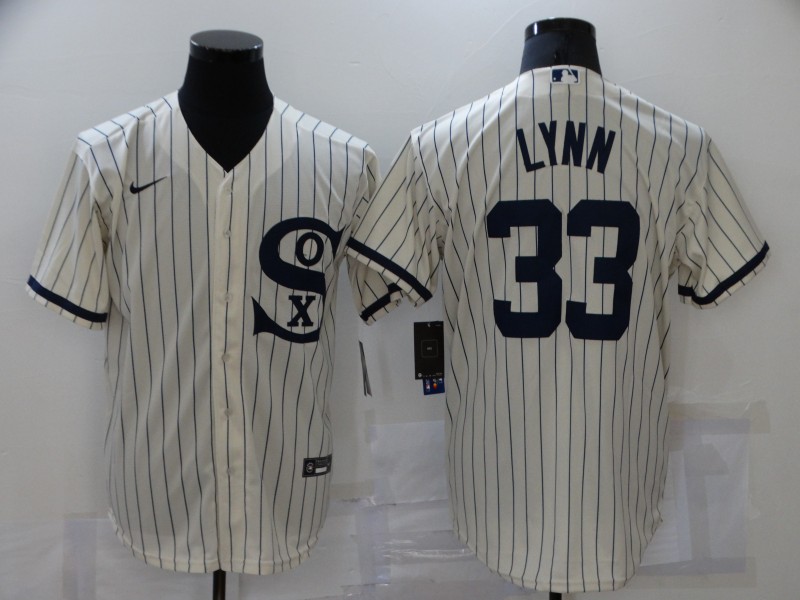 Personalized Men’s Chicago White Sox #33 Lance Lynn 2021 Cream Field of Dreams Name Cool Base Stitched Jersey