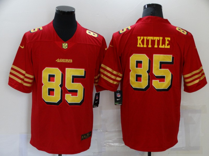 Personalized Men’s San Francisco 49ers #85 George Kittle Red Gold 2021 Untouchable Stitched NFL Limited Jersey