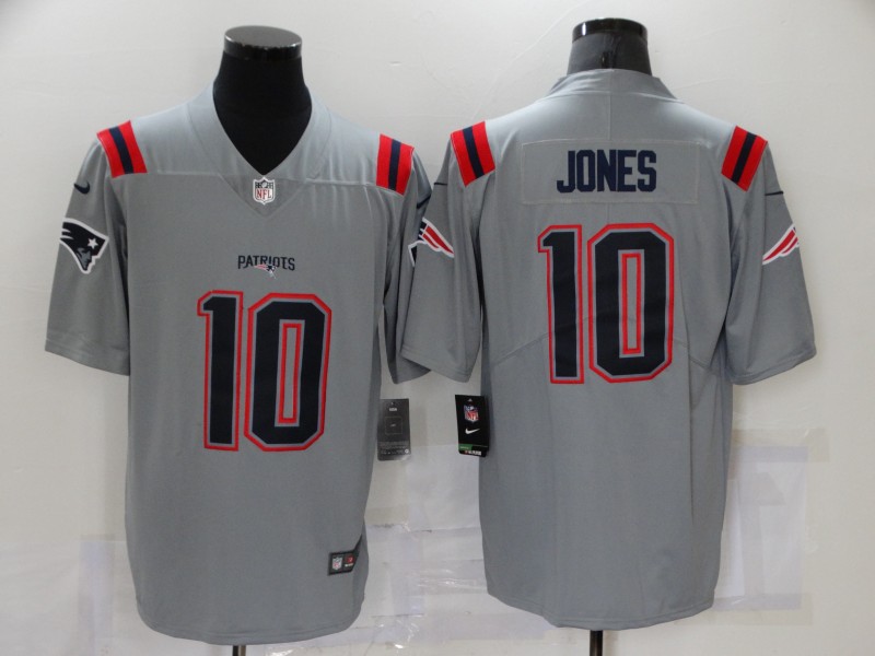 Personalized Men’s New England Patriots #10 Mac Jones Grey 2021 Inverted Legend Stitched NFL Limited Jersey