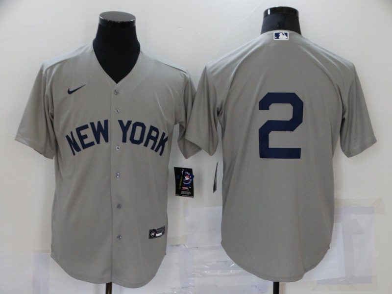Personalized Men’s New York Yankees #2 Derek Jeter 2021 Grey Field of Dreams Cool Base Stitched Baseball Jersey