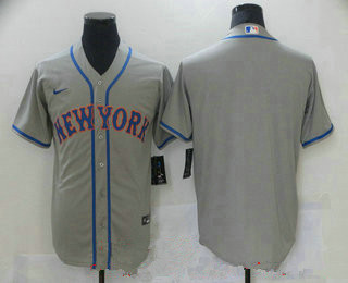 Personalized Men’s New york mets blank grey road stitched mlb cool base Jerseys
