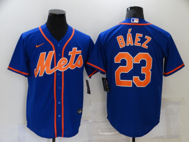 Personalized Men’s New York Mets #23 Javier Baez Blue Stitched MLB Cool Base Jersey