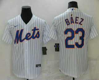 Personalized Men’s New York Mets #23 Javier Baez White Stitched MLB Cool Base Jersey