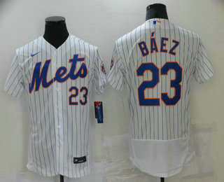 Personalized Men’s New York Mets #23 Javier Baez White Stitched MLB Flex Base Jersey