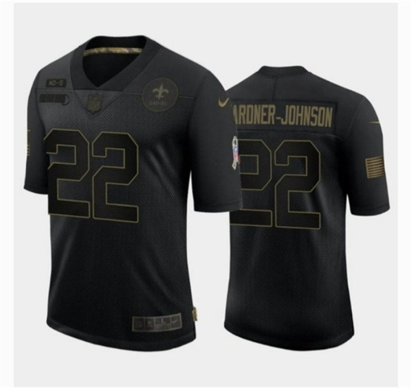 Personalized Saints #22 Chauncey Gardner-Johnson Black Salute to Service Jersey