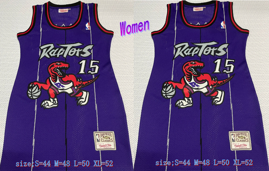 Personalized Women Raptors 15 Vince Carter Purple Women Hardwood Classics Mesh Jersey