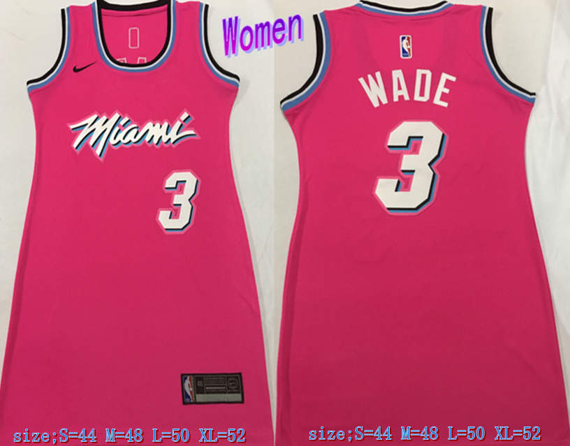 Personalized Women Heat 3 Dwyane Wade Pink Women Swingman Jersey