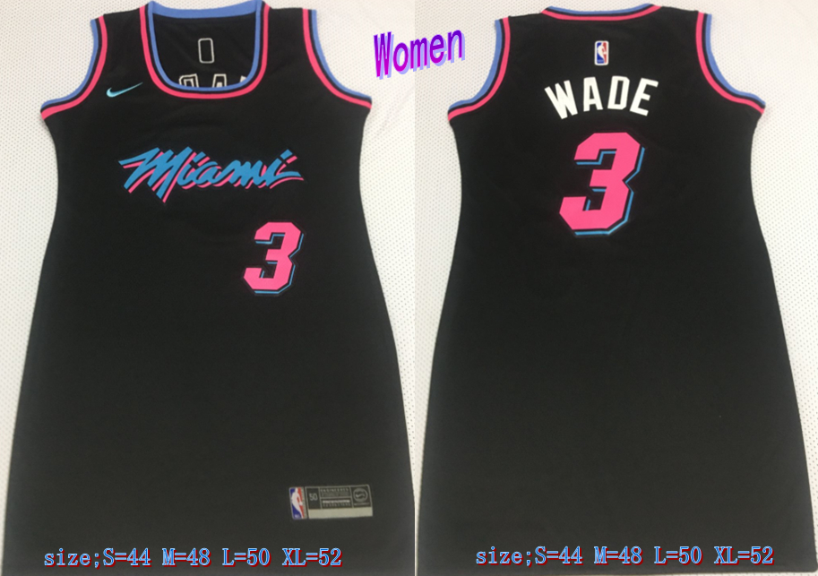 Personalized Women Heat 3 Dwyane Wade Black Women Swingman Jersey
