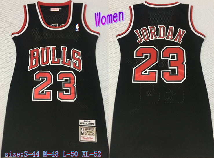 Personalized Women Bulls 23 Michael Jordan Black Women 1997-98 Hardwood Classics Mesh Jersey