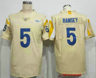 Personalized Men’s Los Angeles Rams #5 Jalen Ramsey cream 2021 new untouchable stitched nfl limited Jersey