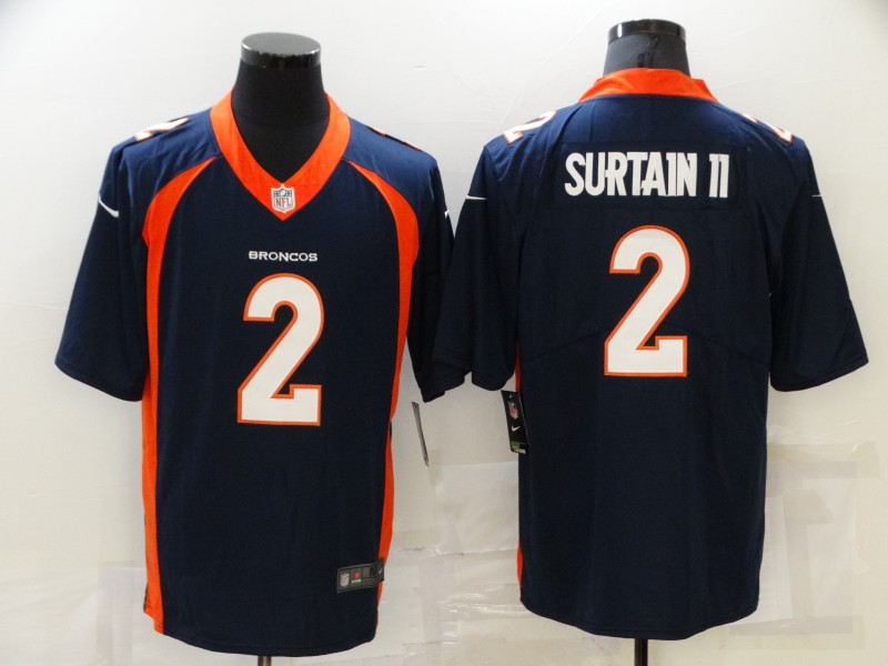 Personalized Broncos 2 Patrick Surtain II Navy 2021 Draft Limited Jersey