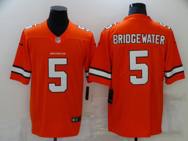 Personalized Broncos 5 Teddy Bridgewater Orange Color Rush Limited Jersey