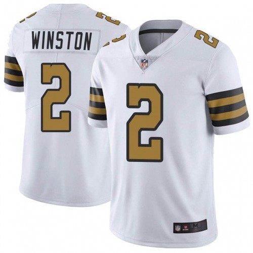 Personalized Men’s New Orleans Saints #2 Jameis Winston White Color Rush Jersey