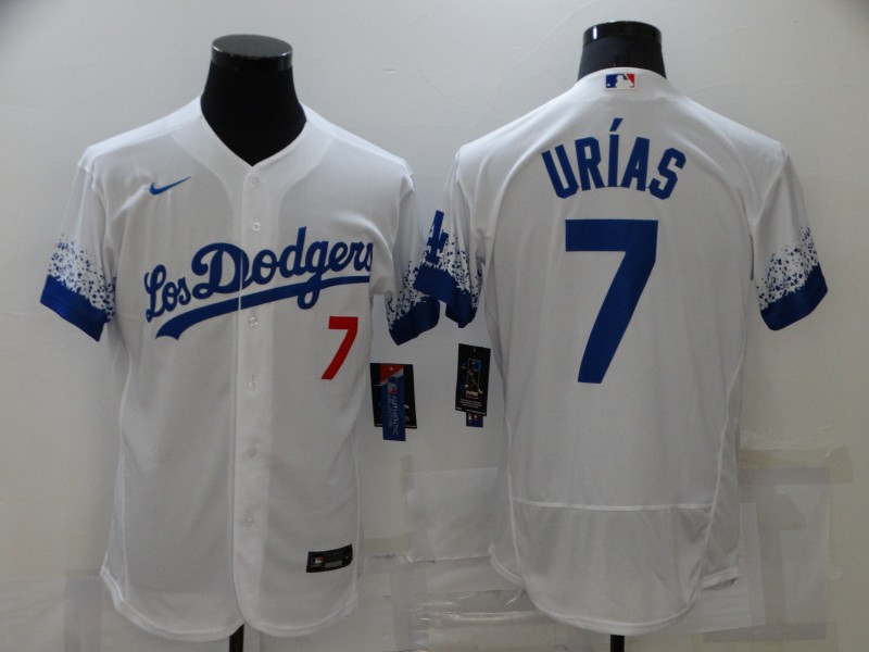 Personalized Dodgers 7 Julio Urias White 2021 City Connect Flexbase Jersey