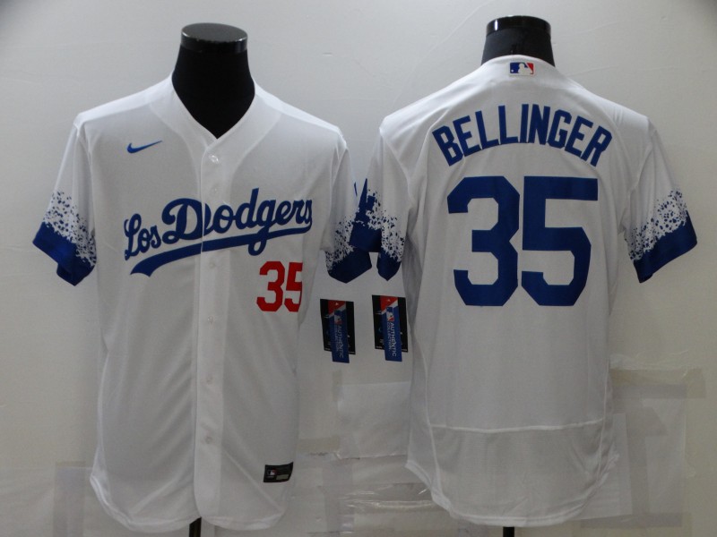 Personalized Dodgers 35 Cody Bellinger White 2021 City Connect Flexbase Jersey