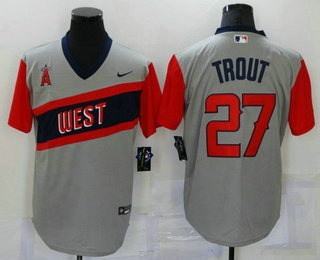 Personalized Men’s Los Angeles Angels Of Anaheim #27 Mike Trout Grey 2021 Little League Classic Stitched Jersey