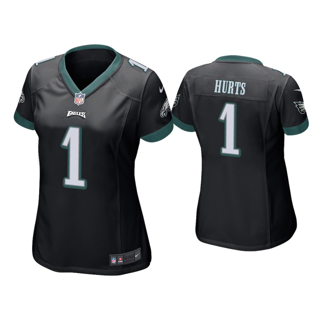 Personalized Women #1 Jalen Hurts Eagles Jersey Black Jersey