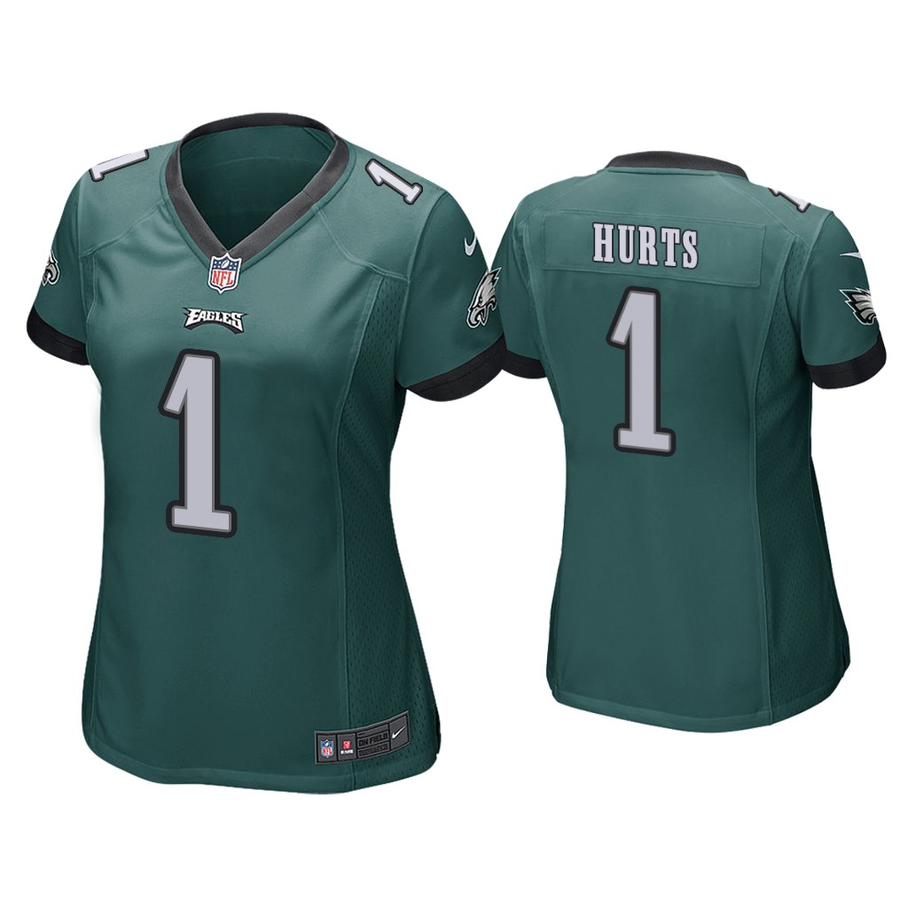Personalized Women #1 Jalen Hurts Eagles Jersey Green Jersey