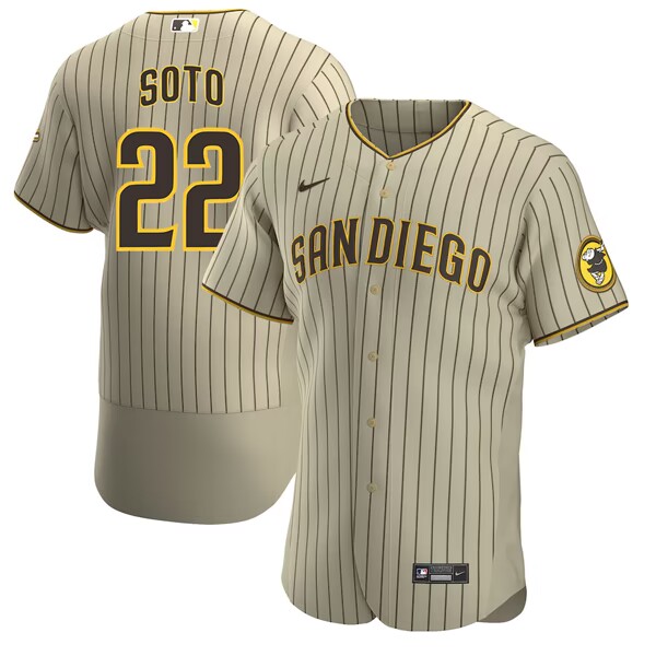 Personalized Youth Juan Soto San Diego Padres Flex Base Stitched Tan Brown