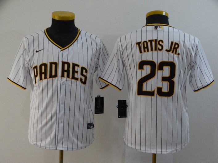 Personalized Youth San Diego Padres #23 Fernando Tatis Jr. White Stitched MLB Cool Base Jersey