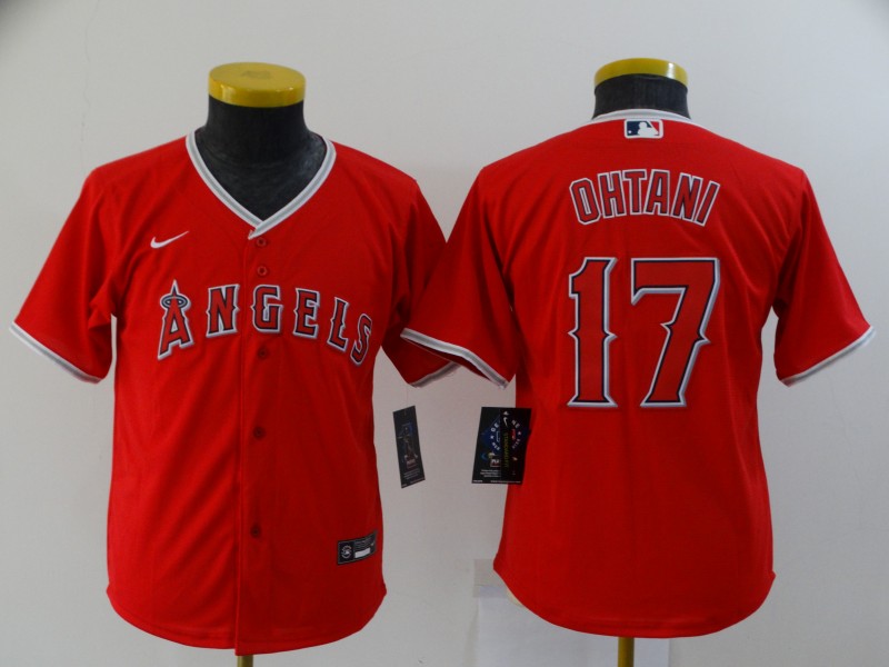 Personalized Youth Los Angeles Angels #17 Shohei Ohtani Red Stitched MLB Cool Base Jersey