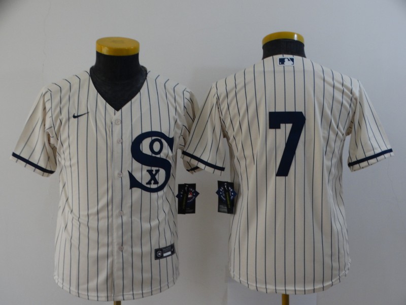 Personalized Youth Chicago White Sox #7 Tim Anderson 2021 Cream Field of Dreams Cool Base Stitched Jersey