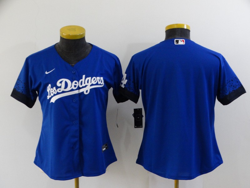 Personalized Women’s Los Angeles Dodgers Blank Blue 2021 City Connect Cool Base Stitched Jersey